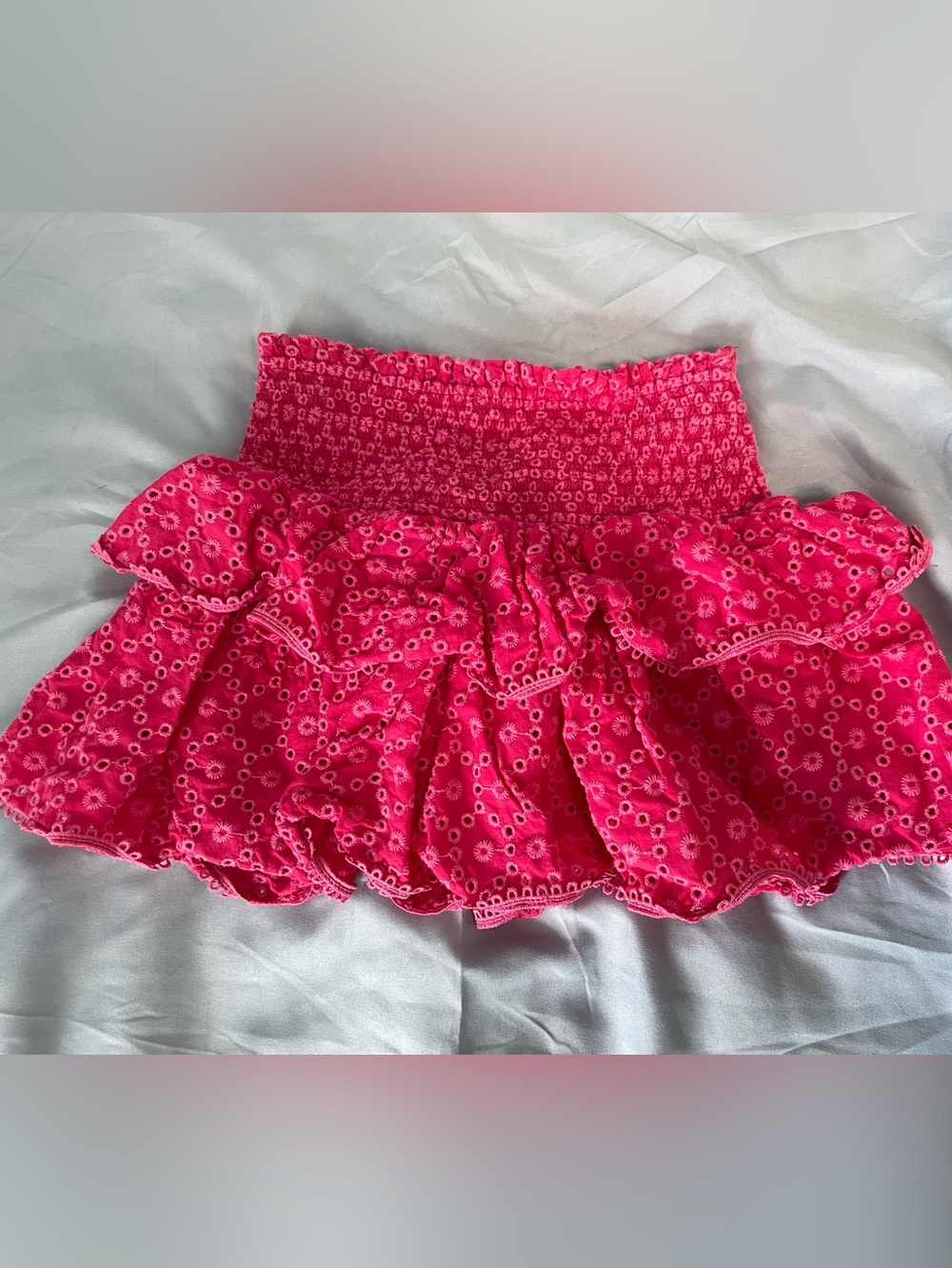 Crewcuts Bright Hot Pink Eyelet Ruffle Skirt